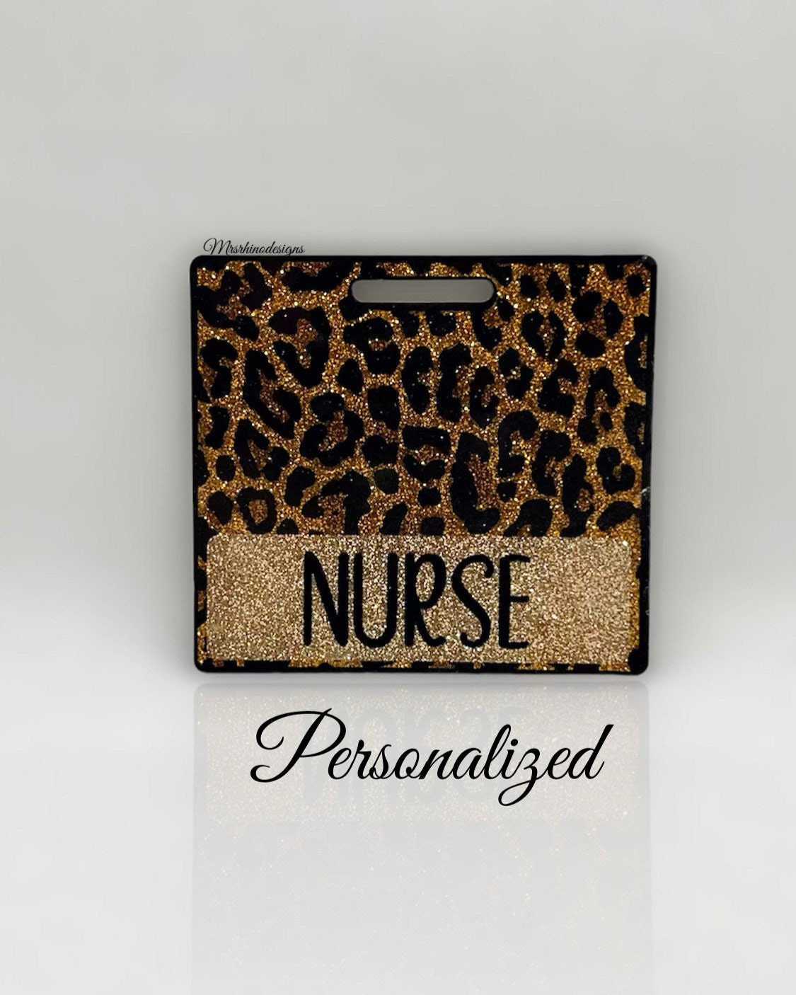 Leopard Print Glitter Badge Buddy: ID Holder